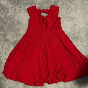 Girls Red Lace Holiday Dress